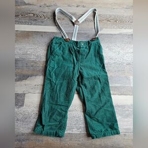 Janie And Jack Green Cordoruy Pants With Built In Suspenders Size 18-24 Months